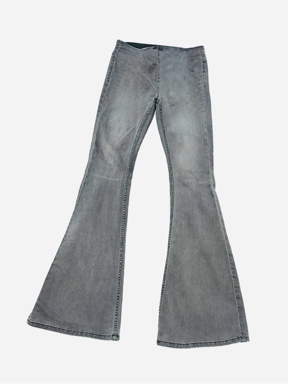 Free People Gray Flared Wide-Leg Jeans